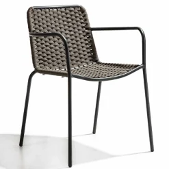 Viadurini in the Garden Gartenstühle Metall-Stapelbarer Gartenstuhl mit Metallarmlehnen und Seil, 4 Stück - Kabarett