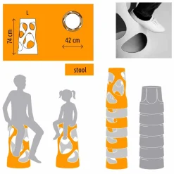 Myyour Lichtmöbel-Stapelbarer Hocker für draußen oder drinnen Weiß und Schwarz 2 Stück - Liberty by