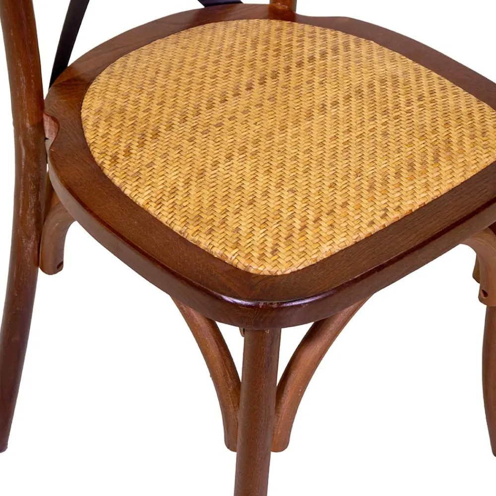 Viadurini Living Klassische Stühle-Stapelbarer Innenstuhl aus Eichenholz und Rattansitz - Barriera