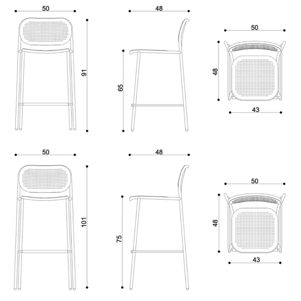 Viadurini in the Garden Outdoor Hocker-Stapelbarer Metallhocker für den Außenbereich Made in Italy 2 Stück - Synergy