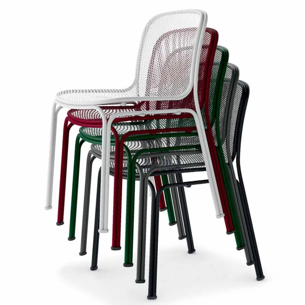 Viadurini in the Garden Gartenstühle Metall-Stapelbarer Metallstuhl im Freien Hergestellt in Italien, 4 Stück - Prunella