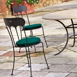 Viadurini in the Garden Gartenstühle Metall-Stapelbarer Outdoor-Eisenstuhl mit Kissen Made in Italy 2 Stück - Allegra