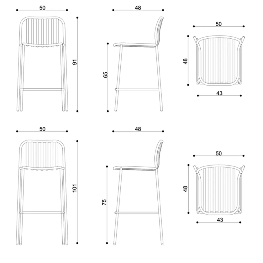 Viadurini in the Garden Outdoor Hocker-Stapelbarer Outdoor-Hocker aus Metall Made in Italy 2 Stück - Simply