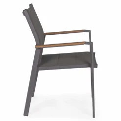 Viadurini in the Garden Gartenstühle Metall-Stapelbarer Outdoor-Stuhl aus Textilene und Anthrazit-Aluminium, 6 Stück - Urban