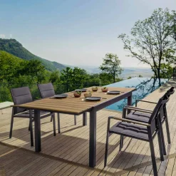 Viadurini in the Garden Gartenstühle Metall-Stapelbarer Outdoor-Stuhl aus Textilene und Anthrazit-Aluminium, 6 Stück - Urban