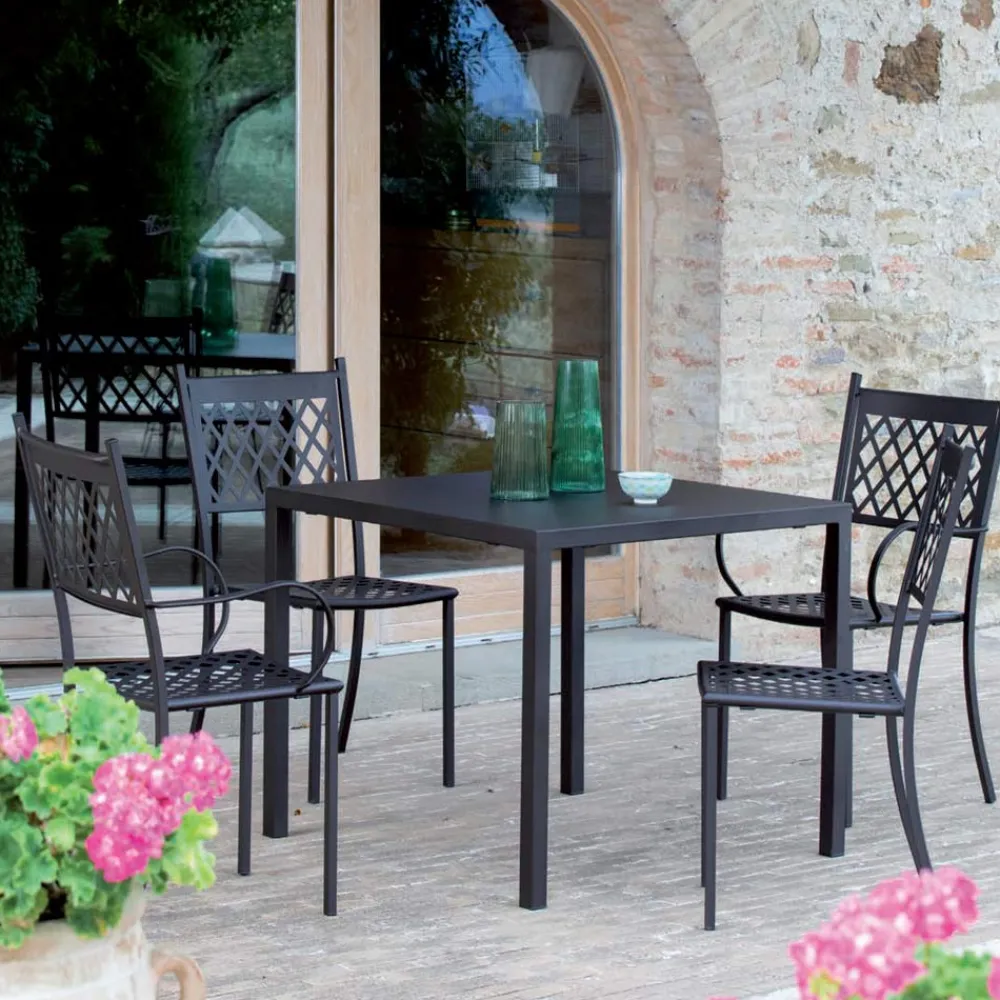 Viadurini in the Garden Gartenstühle Metall-Stapelbarer Outdoor-Stuhl aus verzinktem Stahl Made in Italy 4 Stück - Celia