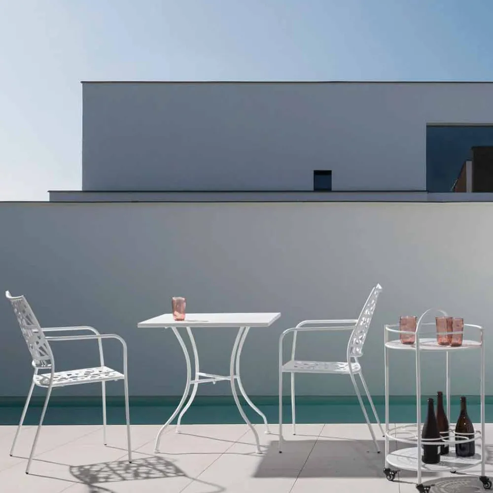 Viadurini in the Garden Gartenstühle Metall-Stapelbarer Outdoor-Stuhl aus mattem Stahl, 4 Stück - Ralia