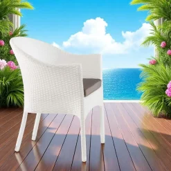 Viadurini in the Garden Metallsessel-Stapelbarer Stuhl aus Aluminium mit weißem Korbgeflecht - Bruma