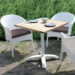 Viadurini in the Garden Metallsessel-Stapelbarer Stuhl aus Aluminium mit weißem Korbgeflecht - Bruma