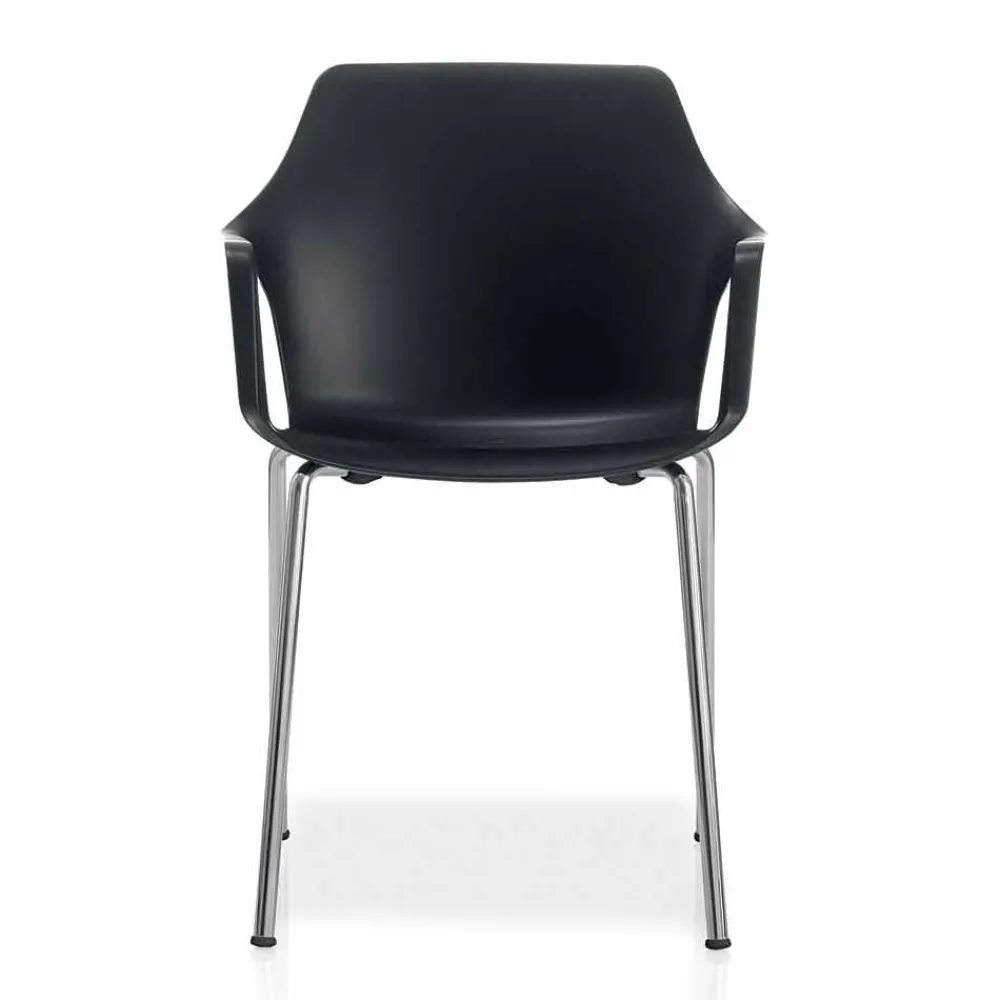 Viadurini Living Moderne Stühle-Stapelbarer Stuhl aus Metall und Polypropylen Hergestellt in Italien, 4 Stück - Karamell