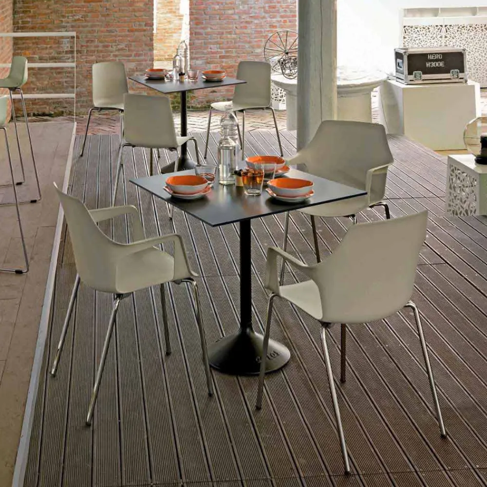 Viadurini Living Moderne Stühle-Stapelbarer Stuhl aus Metall und Polypropylen Hergestellt in Italien, 4 Stück - Karamell