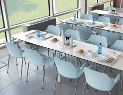 Viadurini Living Moderne Stühle-Stapelbarer Stuhl aus Metall und Polypropylen Hergestellt in Italien, 4 Stück - Karamell