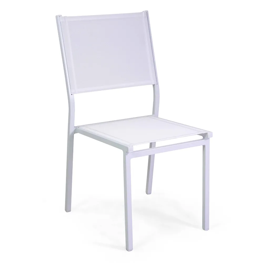 Viadurini in the Garden Gartenstühle Metall-Stapelbarer Stuhl aus Textilene und weißem Aluminiumgestell - Pennarello