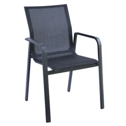 Viadurini in the Garden Gartenstühle Metall-Stapelbarer Stuhl mit Aluminium und weißen oder grauen Textilene Armlehnen - Greenstyle