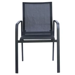 Viadurini in the Garden Gartenstühle Metall-Stapelbarer Stuhl mit Aluminium und weißen oder grauen Textilene Armlehnen - Greenstyle