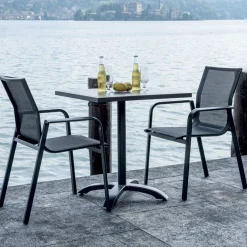 Viadurini in the Garden Gartenstühle Metall-Stapelbarer Stuhl mit Aluminium und weißen oder grauen Textilene Armlehnen - Greenstyle