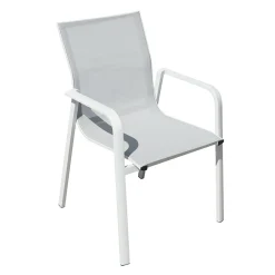 Viadurini in the Garden Gartenstühle Metall-Stapelbarer Stuhl mit Aluminium und weißen oder grauen Textilene Armlehnen - Greenstyle