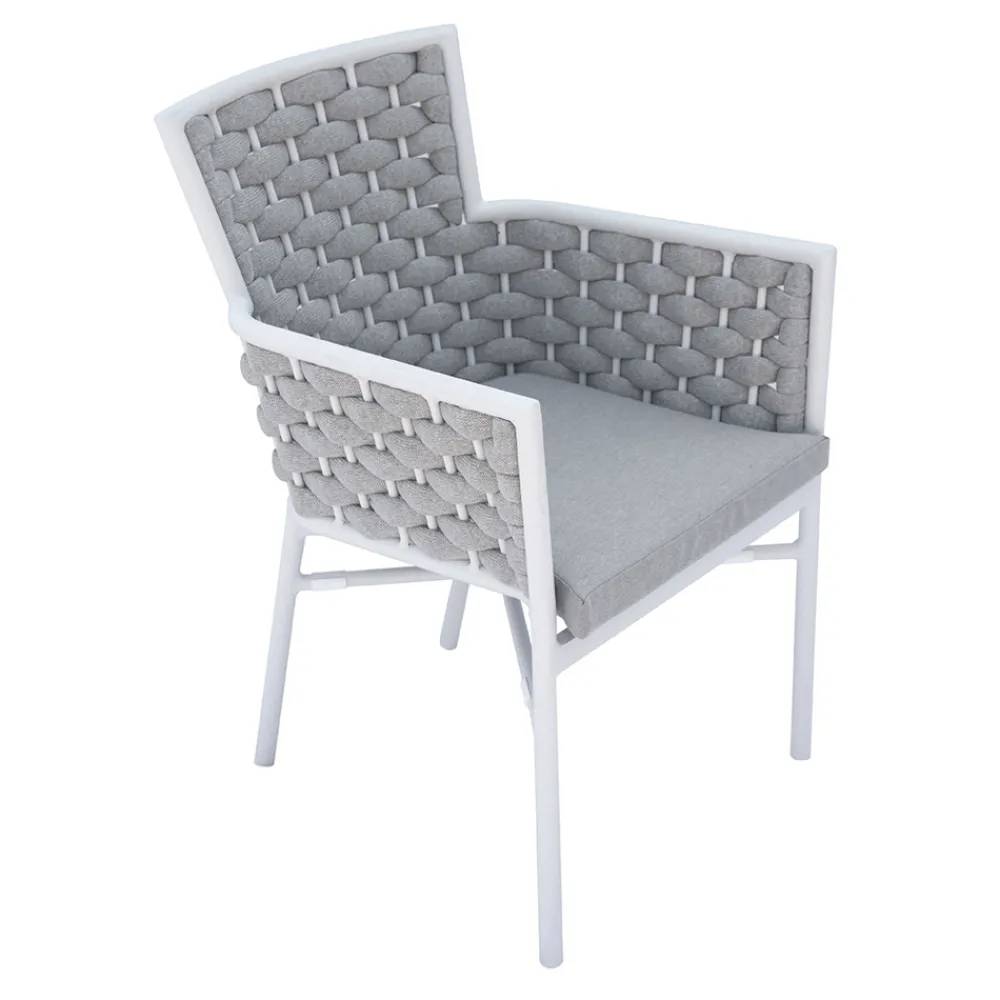 Viadurini in the Garden Gartenstühle Metall-Stapelbarer Stuhl mit gepolsterten Seilarmlehnen und Rückenlehne - Gardenia