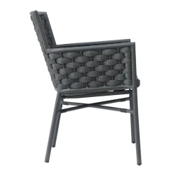 Viadurini in the Garden Gartenstühle Metall-Stapelbarer Stuhl mit gepolsterten Seilarmlehnen und Rückenlehne - Gardenia