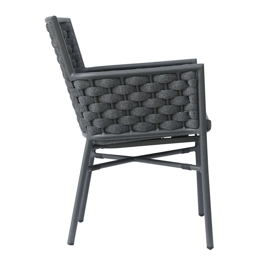 Viadurini in the Garden Gartenstühle Metall-Stapelbarer Stuhl mit gepolsterten Seilarmlehnen und Rückenlehne - Gardenia