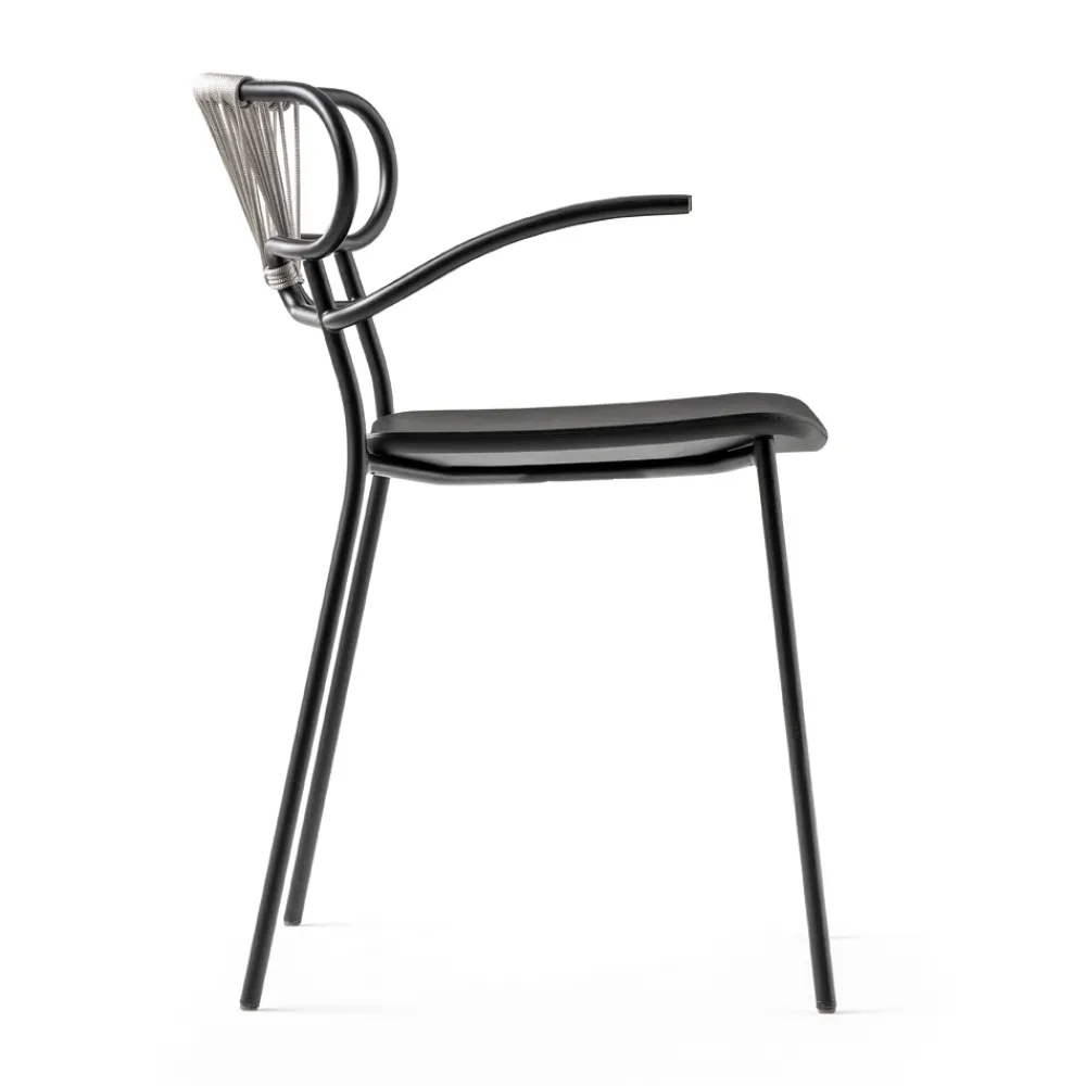 Viadurini Living Moderne Stühle-Stapelbarer Stuhl mit Metallstruktur und Seil Made in Italy, 2 Stück - Trosa