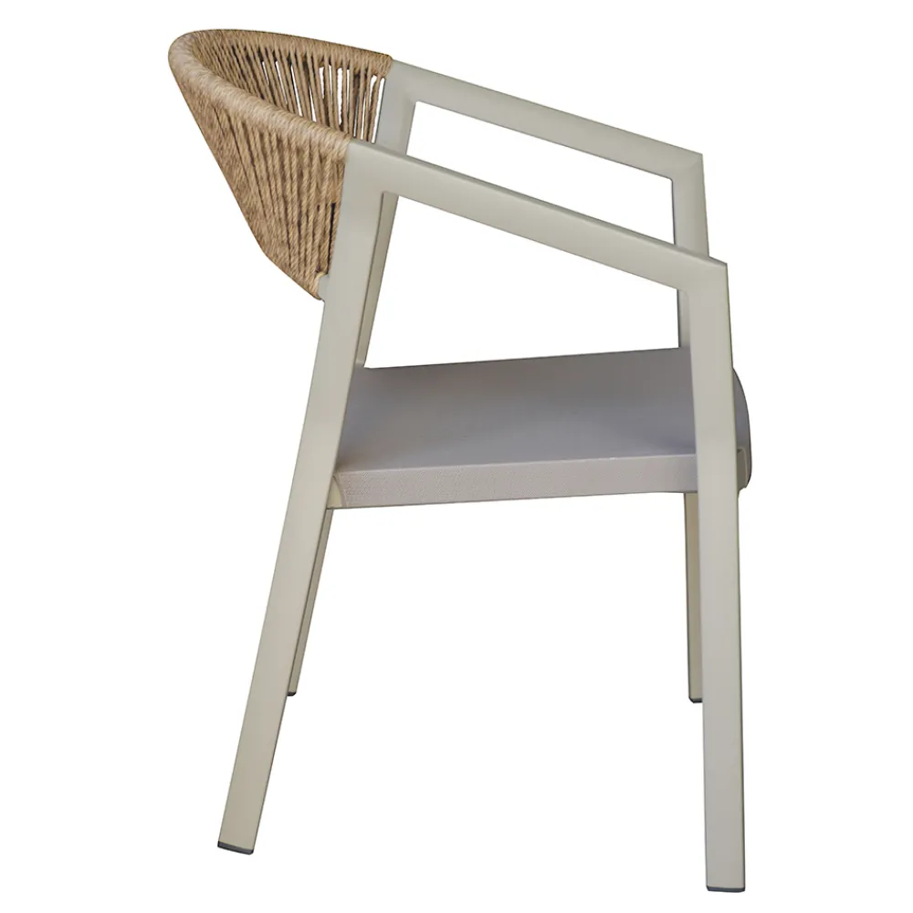 Viadurini in the Garden Gartenstühle Metall-Stapelbarer Stuhl mit Textilene-Sitz und Twist Wicker Back - Passion