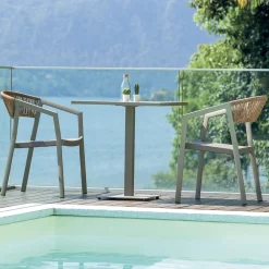 Viadurini in the Garden Gartenstühle Metall-Stapelbarer Stuhl mit Textilene-Sitz und Twist Wicker Back - Passion