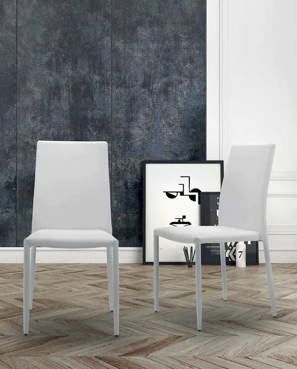 Viadurini Living Moderne Stühle-Stapelbarer Wohnzimmerstuhl, gepolstert und gepolstert mit Öko-Leder – Monamour