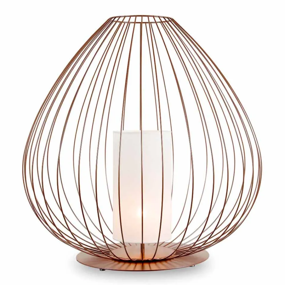 Viadurini Lighting Design Tischlampen-Steh- oder Stützlampe aus weißem oder bronzefarbenem Metalldraht - Laterne