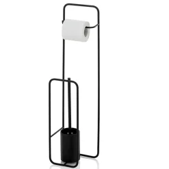 Viadurini Bathroom Toilettenpapierhalter-Stehender Toilettenpapierhalter aus mattschwarzem Metall - Kimmy
