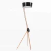 Viadurini Lighting Moderne Stehlampen-Stehlampe aus Holz und Metall mit Details aus veganem Leder - Avetta