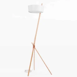 Viadurini Lighting Moderne Stehlampen-Stehlampe aus Holz und Metall mit Details aus veganem Leder - Avetta