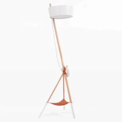 Viadurini Lighting Moderne Stehlampen-Stehlampe aus Holz und Metall mit Details aus veganem Leder - Avetta