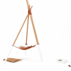 Viadurini Lighting Moderne Stehlampen-Stehlampe aus Holz und Metall mit Details aus veganem Leder - Avetta