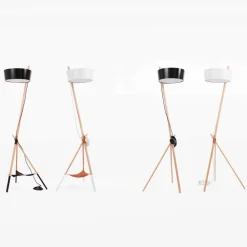 Viadurini Lighting Moderne Stehlampen-Stehlampe aus Holz und Metall mit Details aus veganem Leder - Avetta