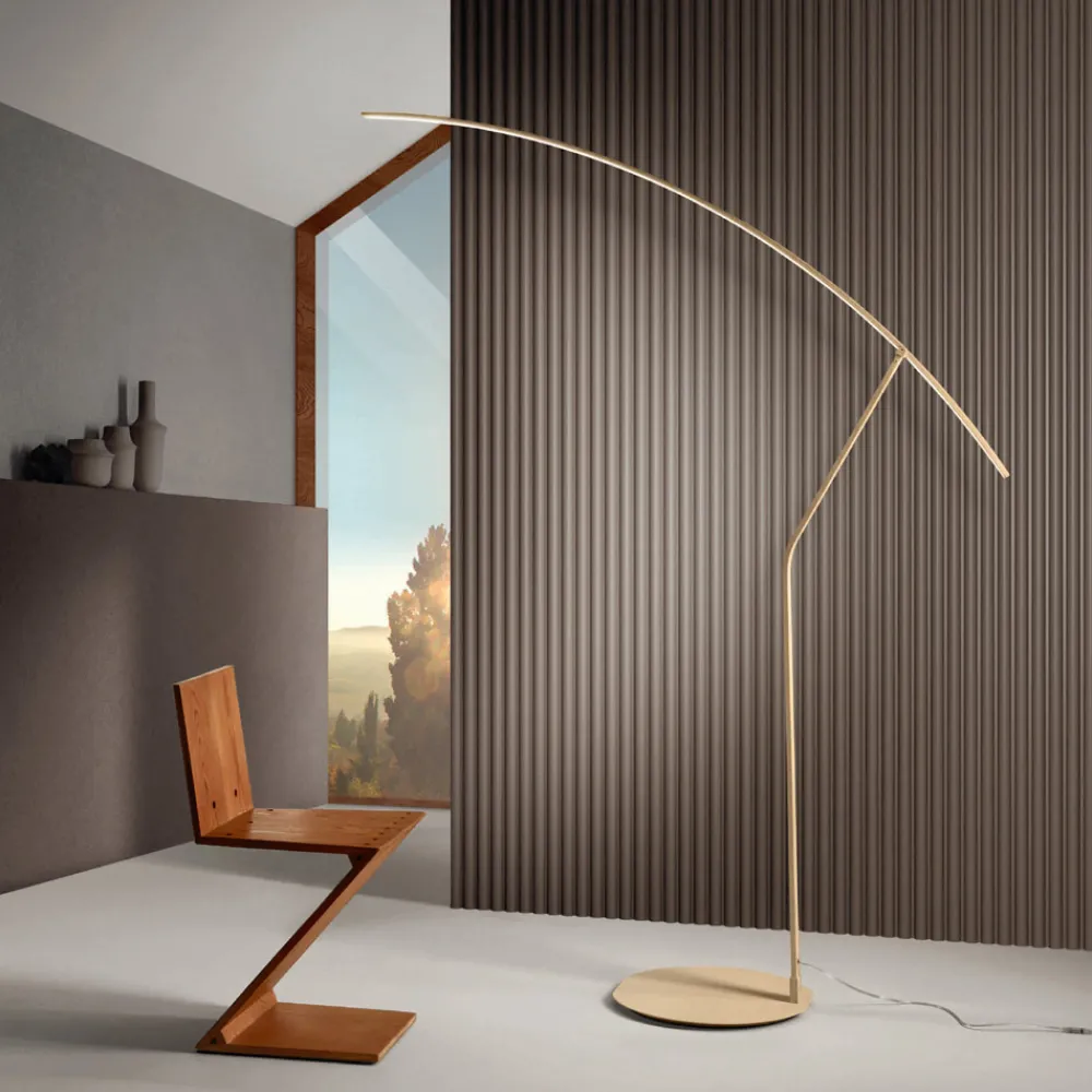 Viadurini Lighting Moderne Stehlampen-Stehlampe aus in verschiedenen Farben lackiertem Metall und dimmbarer LED – Ahorn