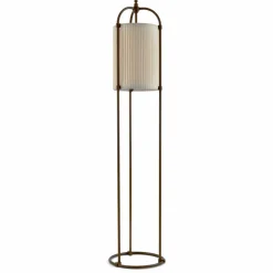 Aldo Bernardi Klassische Stehlampen-Stehlampe aus Messing und Stoff Huà Hikà von