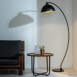 Viadurini Lighting Moderne Stehlampen-Stehlampe aus schwarzem und goldenem Metall mit verstellbarem Lampenschirm - Steave