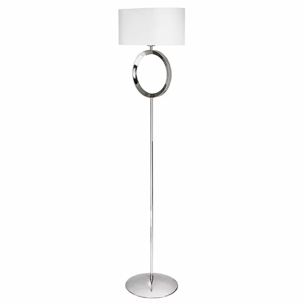 Viadurini Lighting Moderne Stehlampen-Stehlampe aus Stahl mit weißem Lampenschirm Hmax 149,5cm Moon