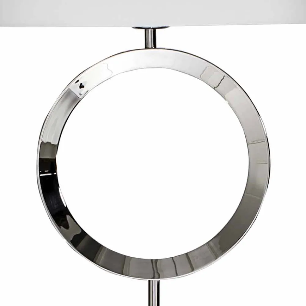 Viadurini Lighting Moderne Stehlampen-Stehlampe aus Stahl mit weißem Lampenschirm Hmax 149,5cm Moon