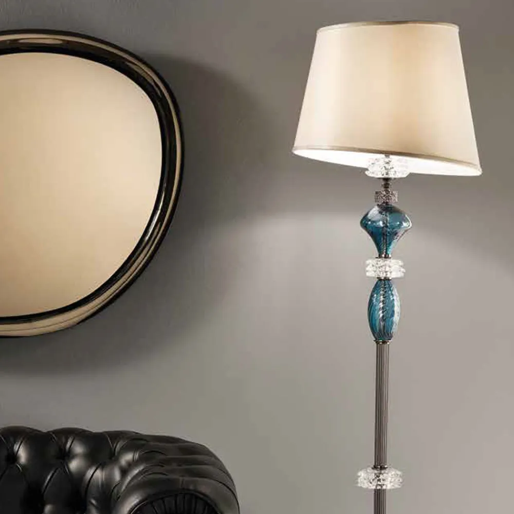 Viadurini Lighting Klassische Stehlampen-Stehlampe mit handgefertigtem Glasschirm Made in Italy - Saline