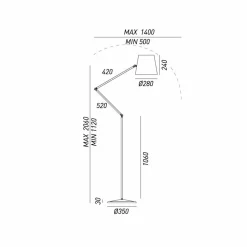Il Fanale Vintage Stehlampen-Stehlampe Reporter im Industrie Design mit Schwenkarm