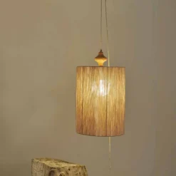 Viadurini by Sideform Moderne Stehlampen|Moderne Pendelleuchten-Stehlampe/Hängelampe aus Holz und 100% Wolle Bois