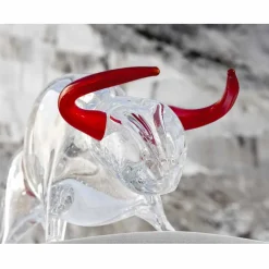 Viadurini Living Deko Artikel Und Wohnaccessoires-Stierförmiges Ornament aus rotem und transparentem Glas Made in Italy - Torero