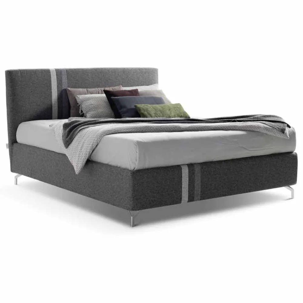 Viadurini Night Design Maßgeschneiderte Möbel|Polsterbetten-Stoff Doppelbett mit Behälter Made in Italy - Paolo