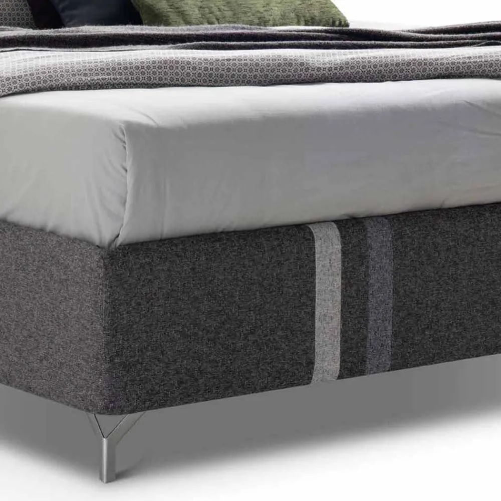 Viadurini Night Design Maßgeschneiderte Möbel|Polsterbetten-Stoff Doppelbett mit Behälter Made in Italy - Paolo