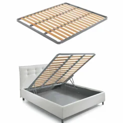 Viadurini Night Design Maßgeschneiderte Möbel|Polsterbetten-Stoff Doppelbett mit Behälter Made in Italy - Paolo