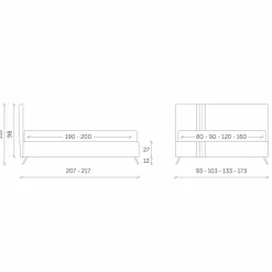 Viadurini Night Design Maßgeschneiderte Möbel|Polsterbetten-Stoff Doppelbett mit Behälter Made in Italy - Paolo