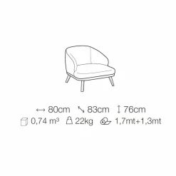 Viadurini Living Moderne Sessel-Stoff Lounge Chair mit Massivholzsockel Made in Italy - Pepina