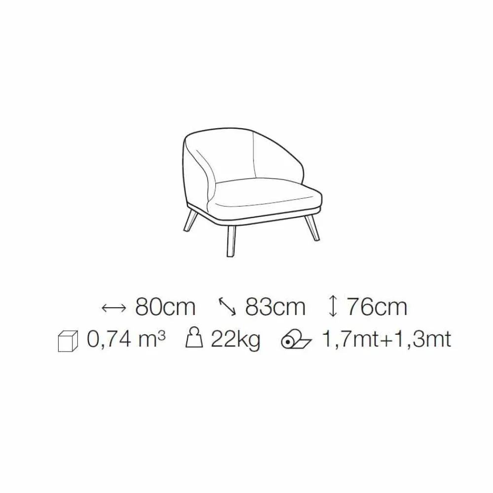 Viadurini Living Moderne Sessel-Stoff Lounge Chair mit Massivholzsockel Made in Italy - Pepina